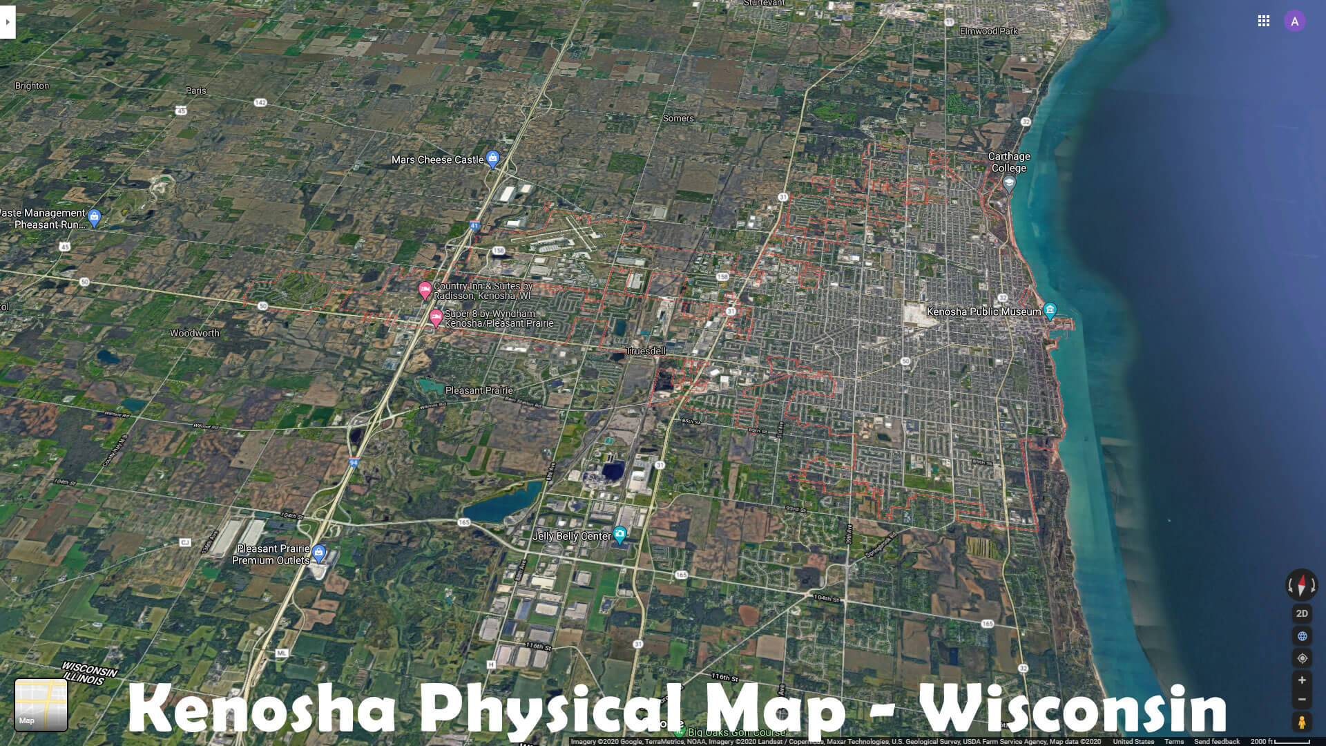 Kenosha Physical Map - Wisconsin